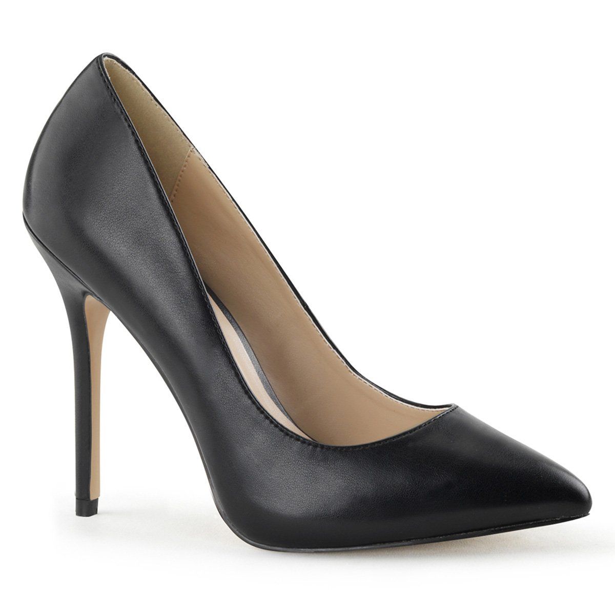 AMUSE-20 Black Faux Leather Pump Pleaser
