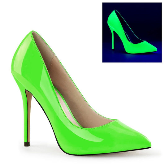 AMUSE-20 Neon Green Patent Pump Pleaser