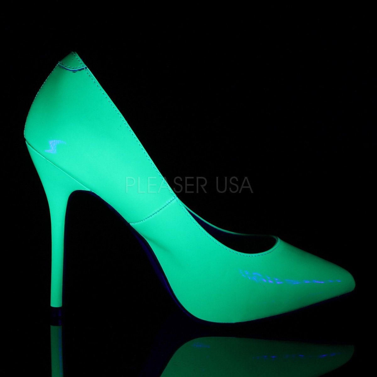 AMUSE-20 Neon Green Patent Pump Pleaser