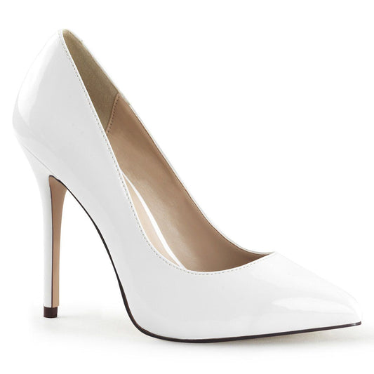 AMUSE-20 White Patent Pump Pleaser