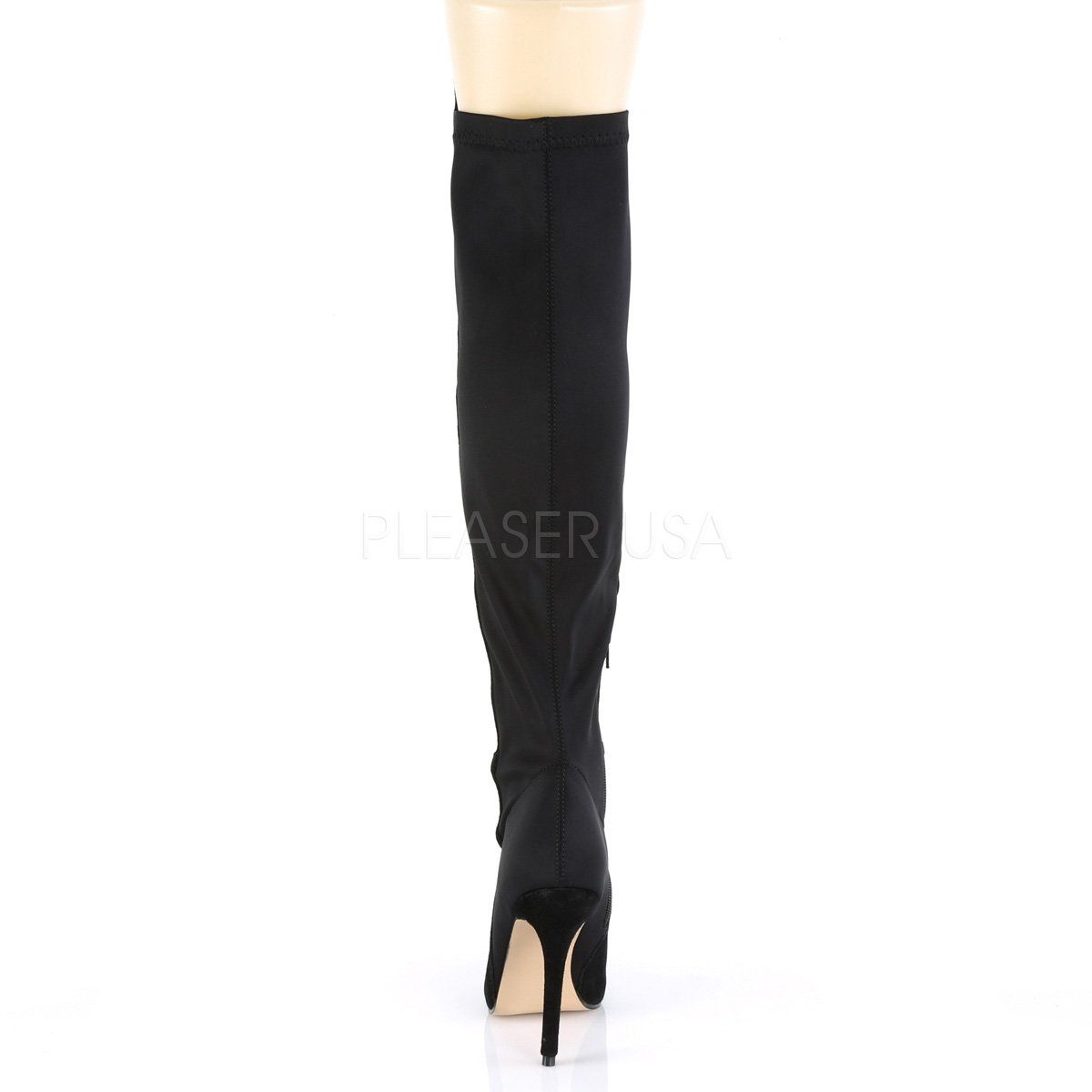 AMUSE-2018 Black Suede-Nylon Knee Boot Pleaser