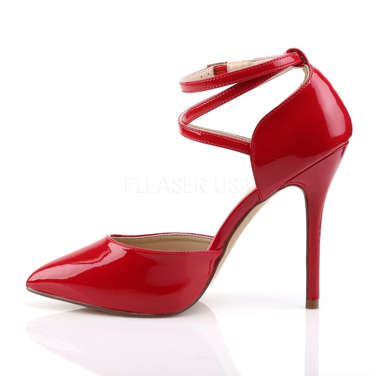 AMUSE-25 Red Patent Pump Pleaser
