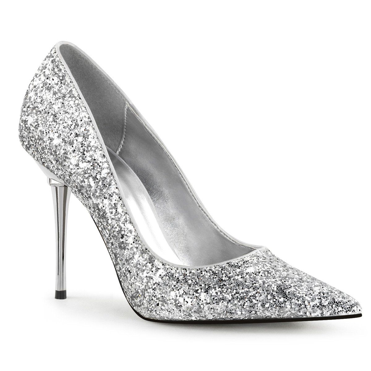 APPEAL-20G Silver Glitter Pu Pump Pleaser