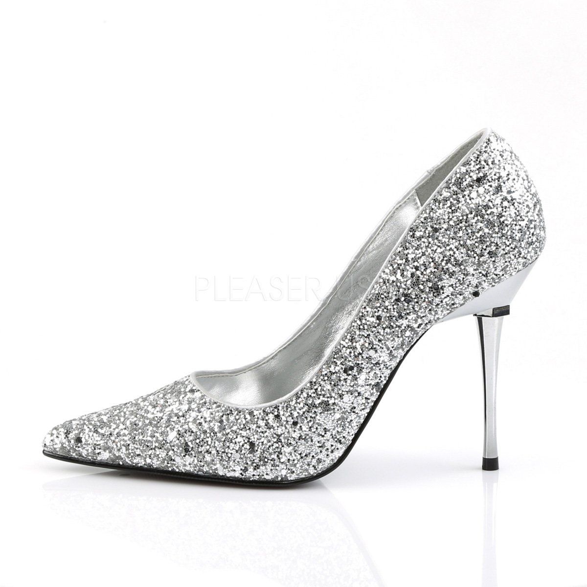 APPEAL-20G Silver Glitter Pu Pump Pleaser