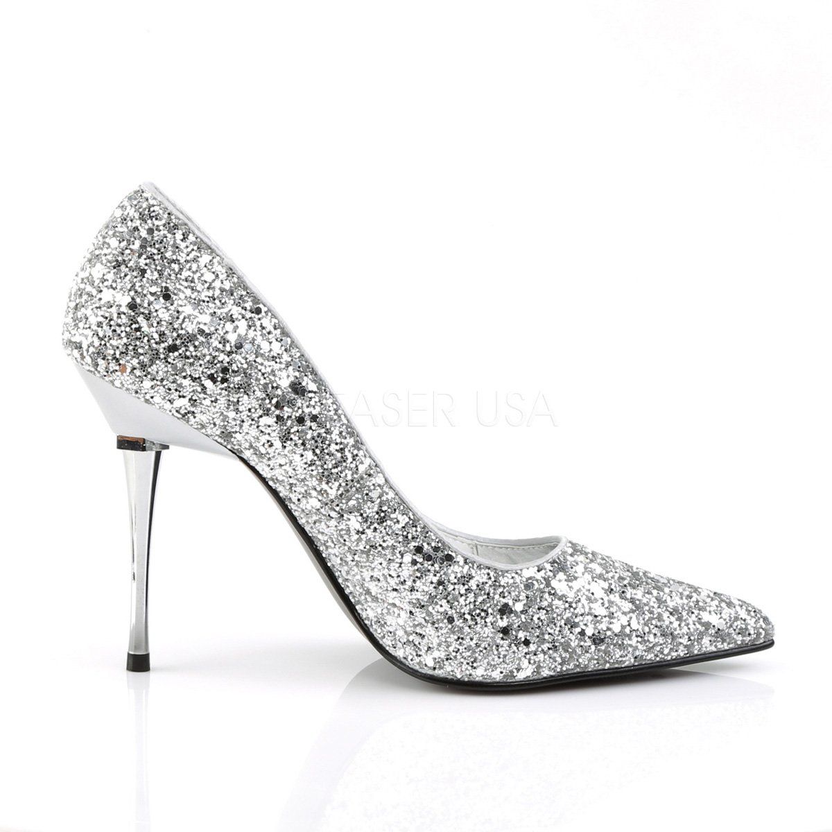 APPEAL-20G Silver Glitter Pu Pump Pleaser