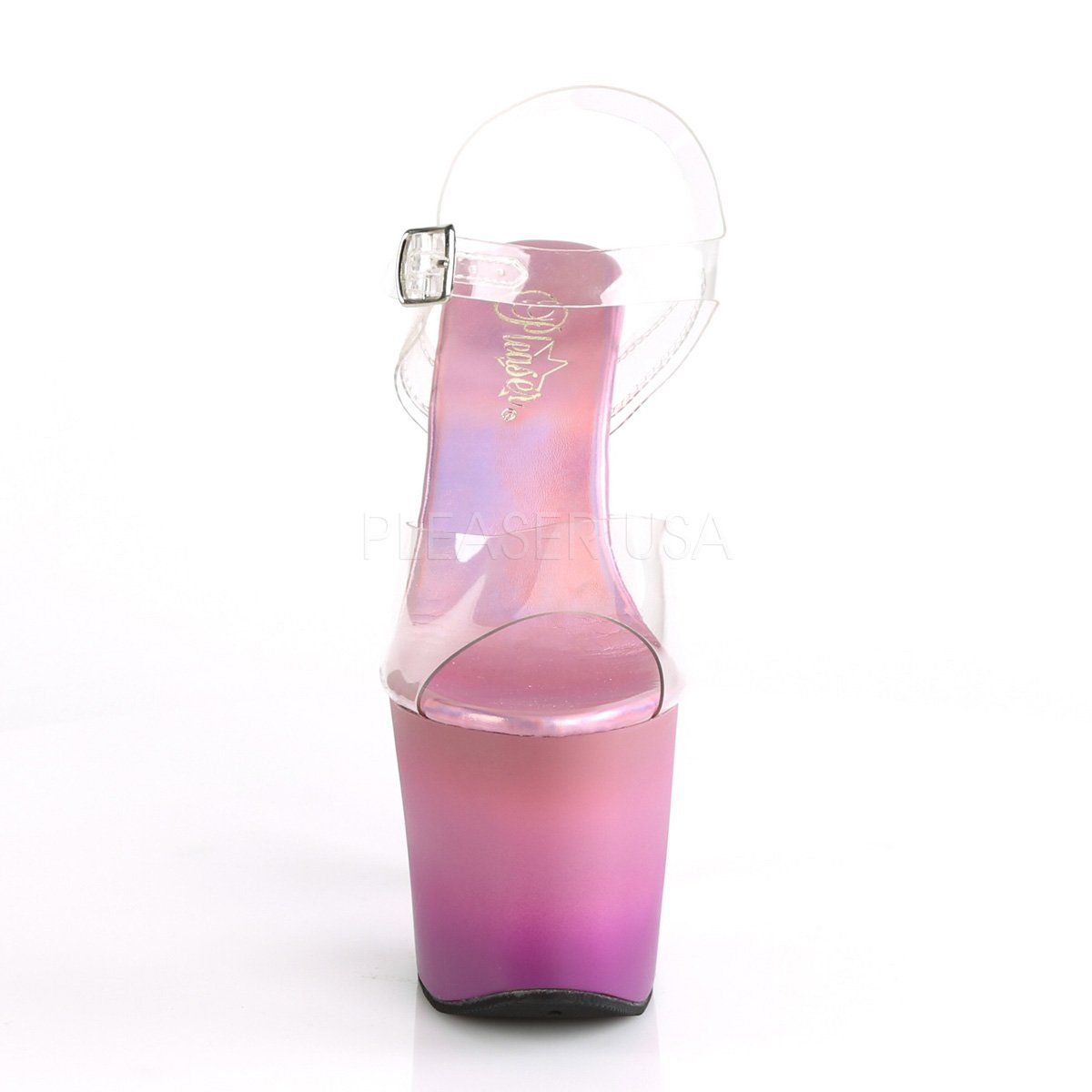 ARIEL-708OMBRE Clear/Pink-Purple Ombre Platform Sandal Pleaser