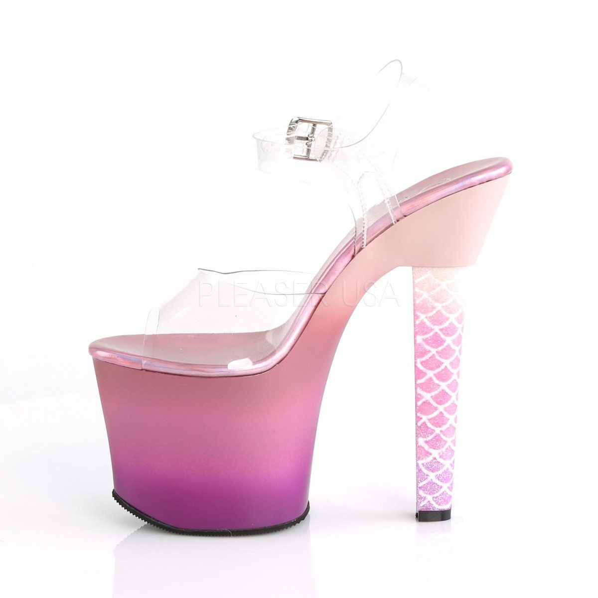 ARIEL-708OMBRE Clear/Pink-Purple Ombre Platform Sandal Pleaser