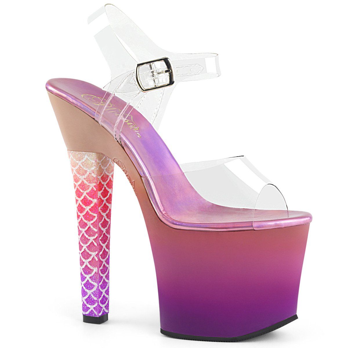 ARIEL-708OMBRE Clear/Pink-Purple Ombre Platform Sandal Pleaser