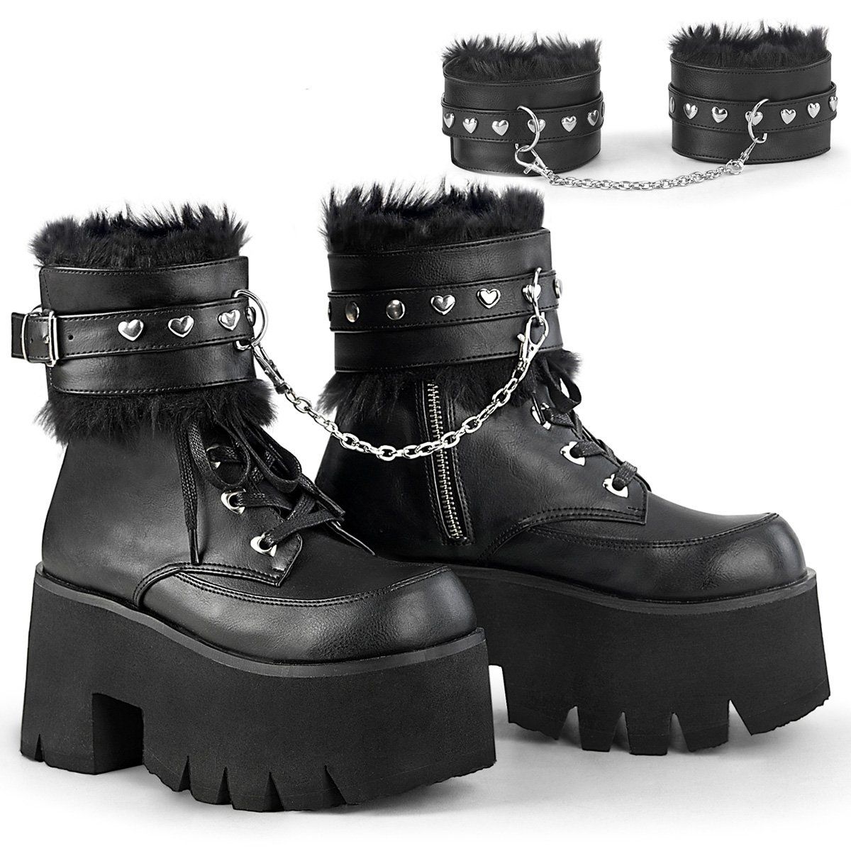 ASHES-57 Black Vegan Leather Ankle Boot Demonia