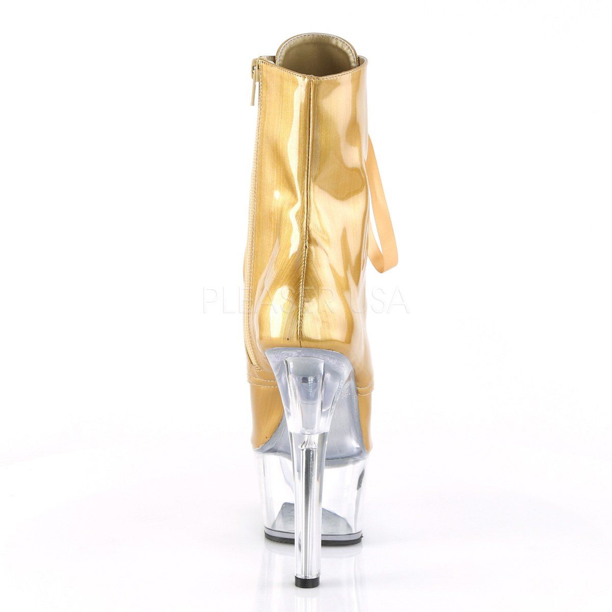 ASPIRE-1021BHG Gold Brushed Hologram/Clear Ankle Boot Pleaser