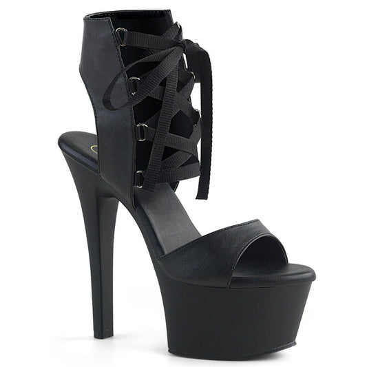 ASPIRE-600-14 Black Faux Leather Platform Sandal Pleaser