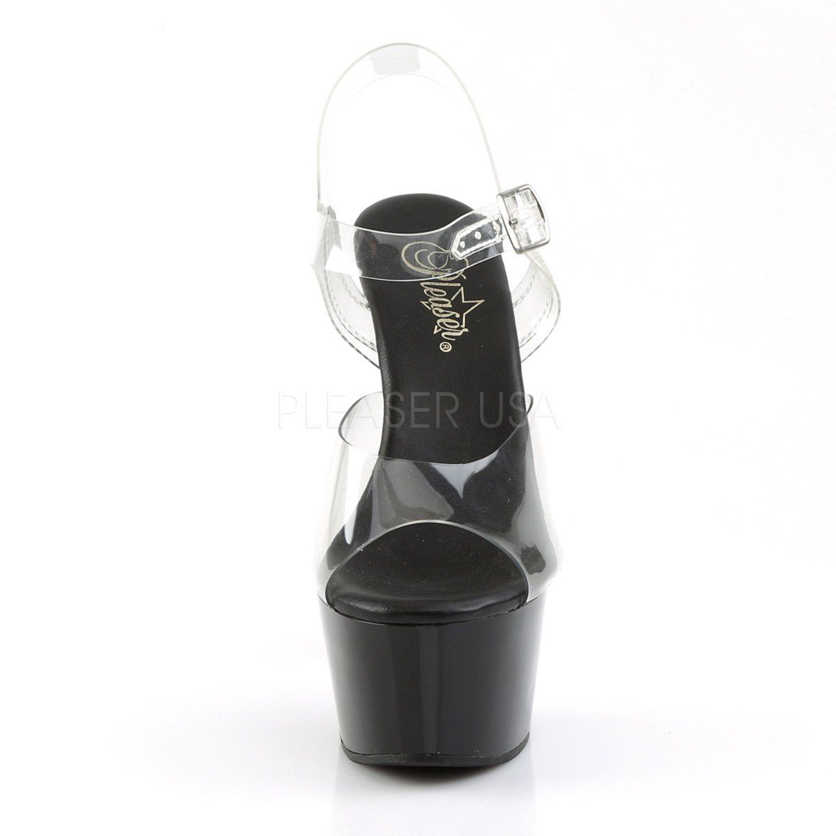 ASPIRE-608 Clear/Black Platform Sandal Pleaser