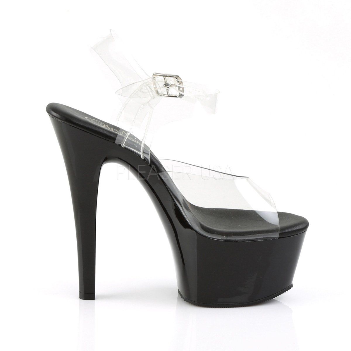 ASPIRE-608 Clear/Black Platform Sandal Pleaser