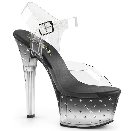 ASPIRE-608STD Clear/Black-Clear Platform Sandal Pleaser