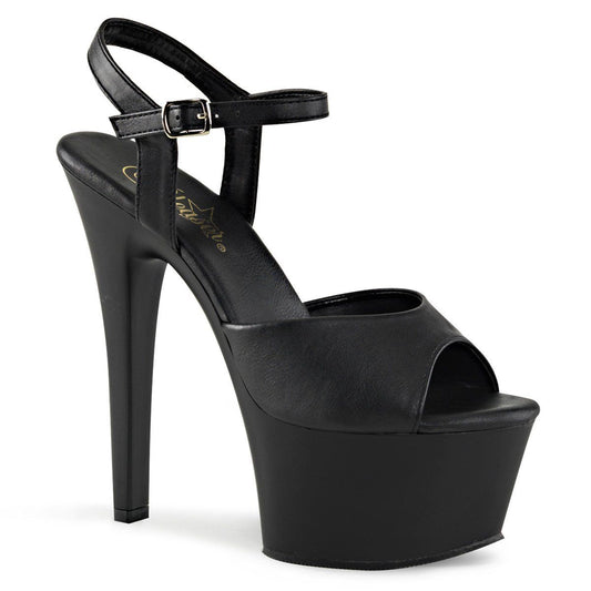 ASPIRE-609 Black Faux Leather Platform Sandal Pleaser