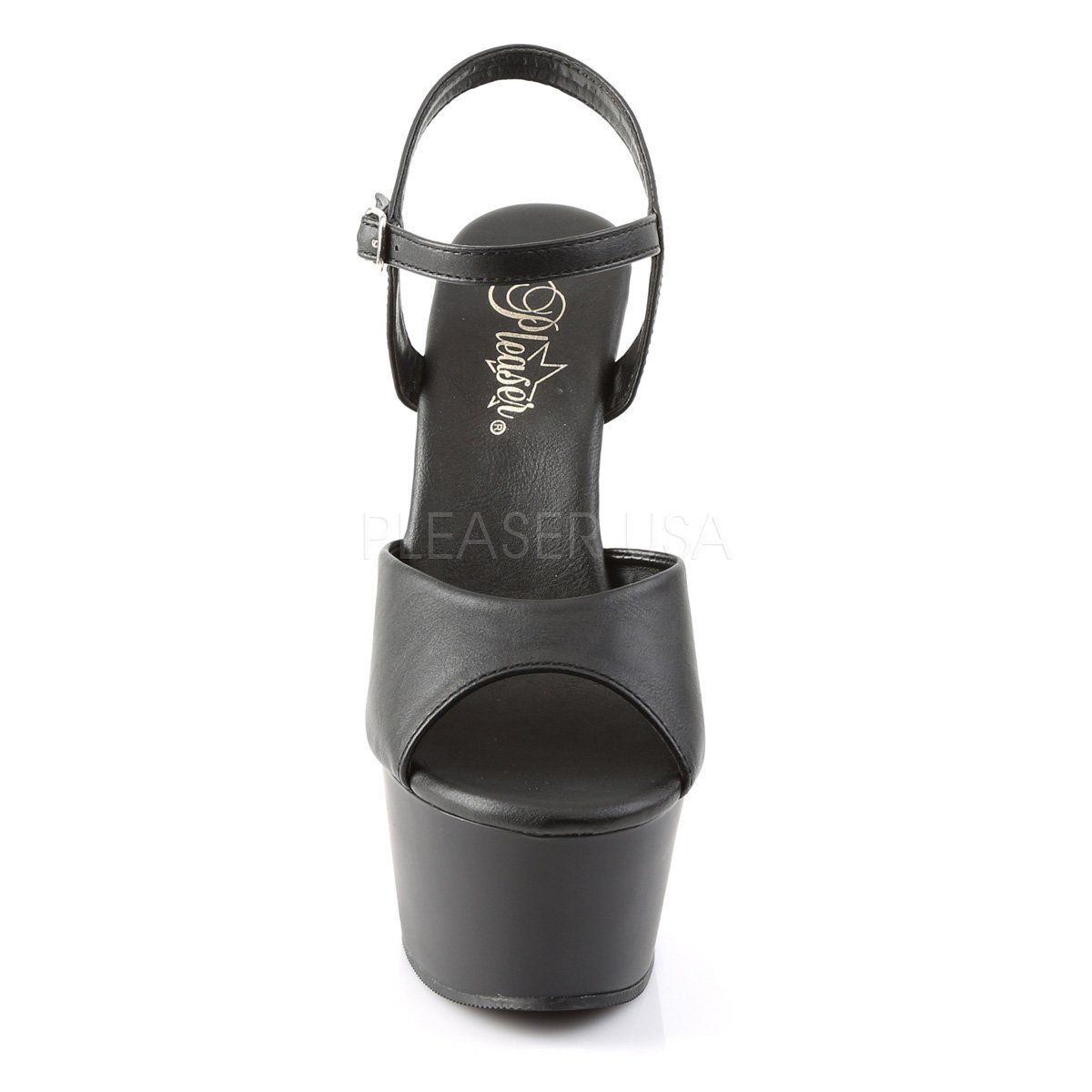 ASPIRE-609 Black Faux Leather Platform Sandal Pleaser