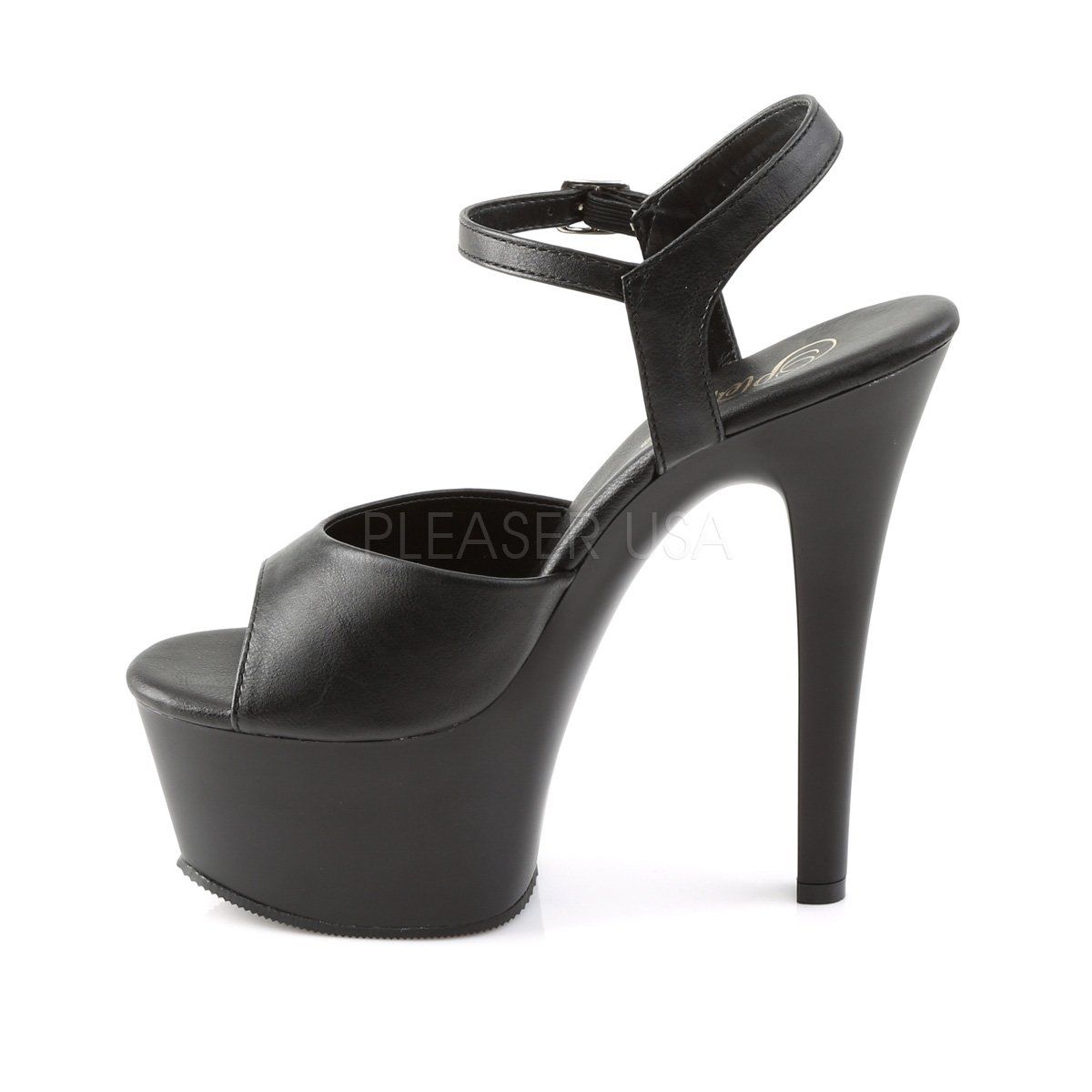 ASPIRE-609 Black Faux Leather Platform Sandal Pleaser