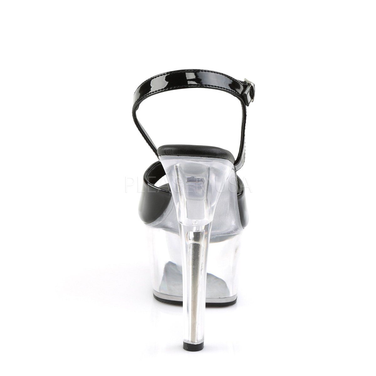 ASPIRE-609 Black Patent/Clear Platform Sandal Pleaser
