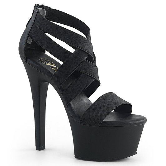 ASPIRE-669 Black Elastic Band Platform Sandal Pleaser