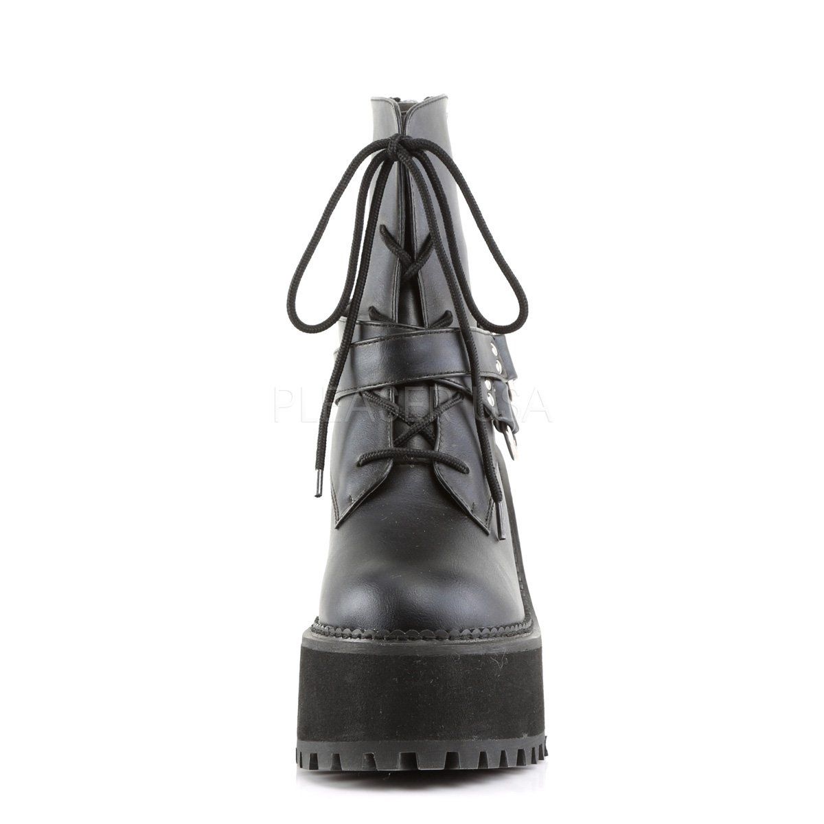 ASSAULT-101 Black Vegan Leather Lace-Up Boot Demonia