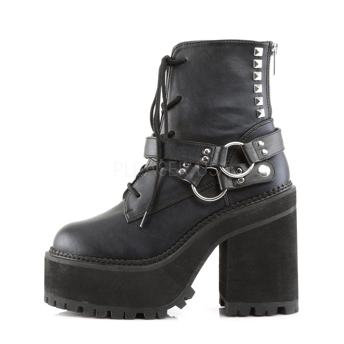 ASSAULT-101 Black Vegan Leather Lace-Up Boot Demonia