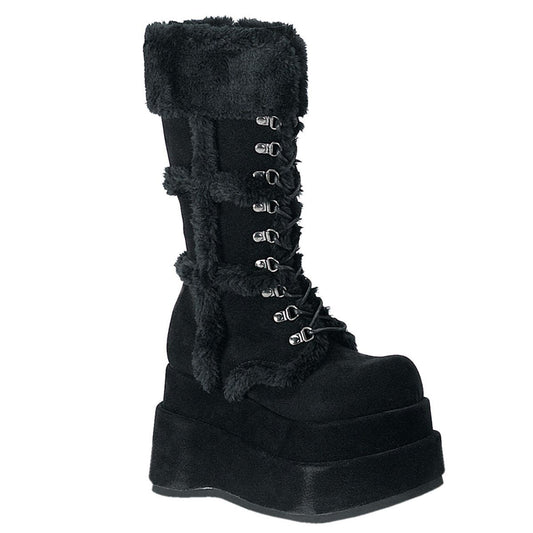 BEAR-202 Black Vegan Suede Calf Boot Demonia