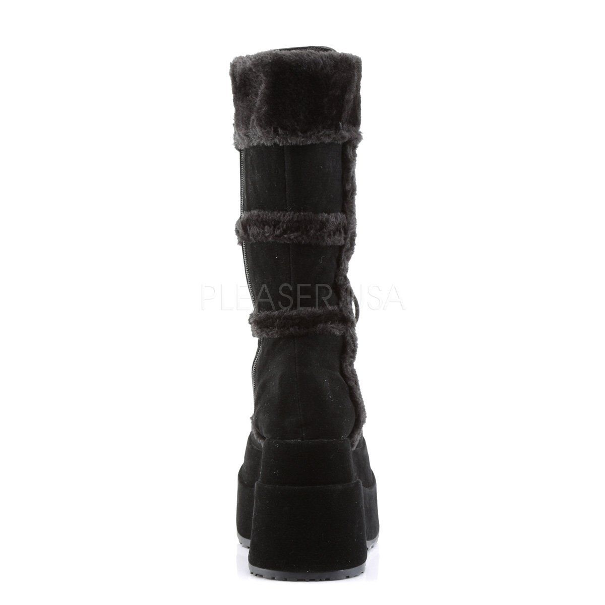 BEAR-202 Black Vegan Suede Calf Boot Demonia