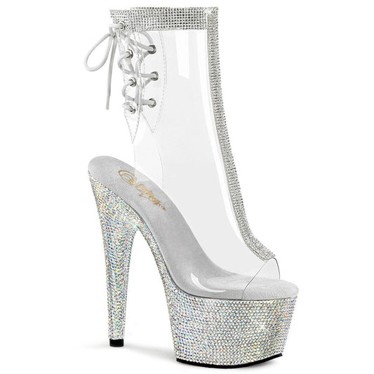 BEJEWELED-1018C-2RS Clear/Silver Rhinestone Ankle Boot Pleaser