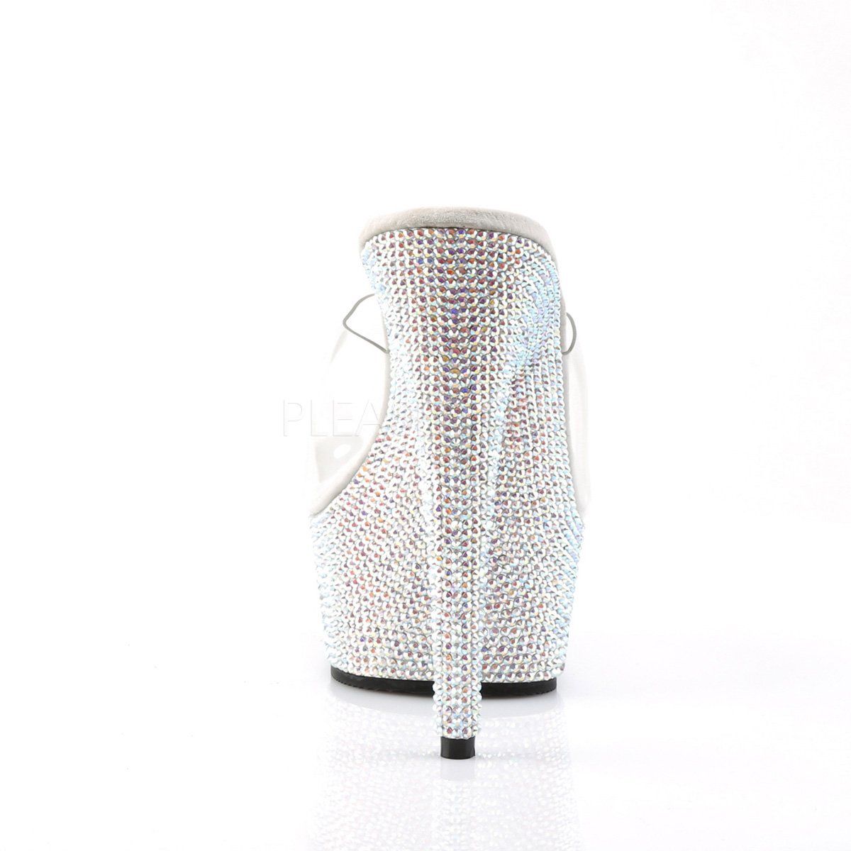 BEJEWELED-601DM Clear/Silver Rhinestone Slide Pleaser