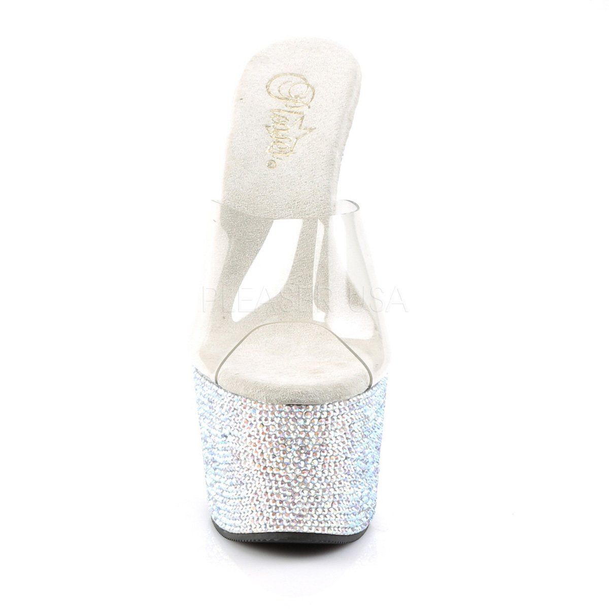 BEJEWELED-701DM Clear/Silver Rhinestone Slide Pleaser
