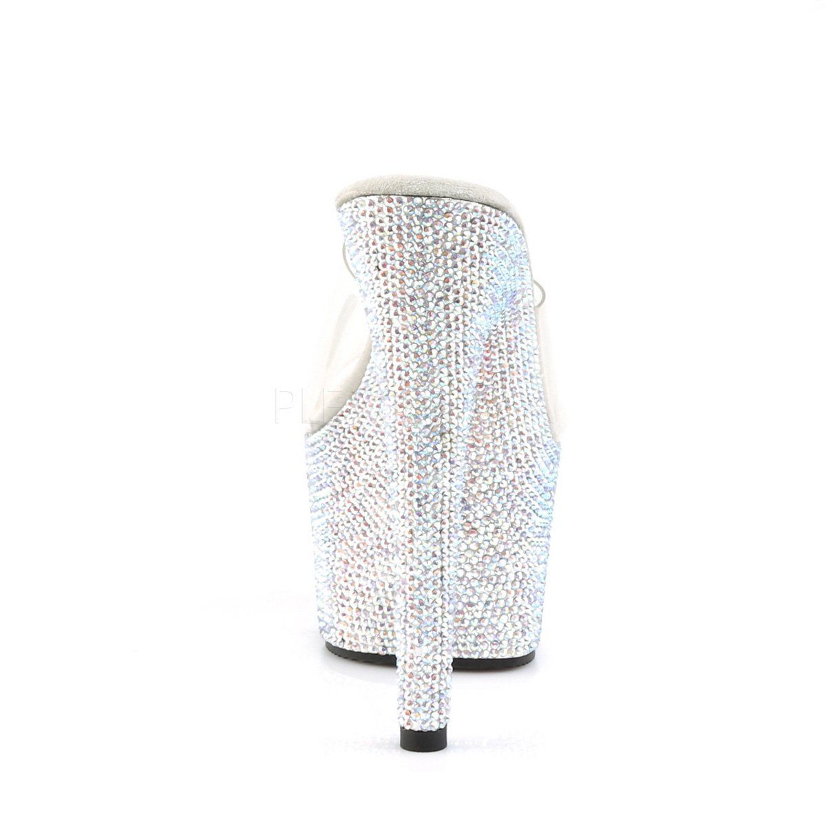 BEJEWELED-701DM Clear/Silver Rhinestone Slide Pleaser