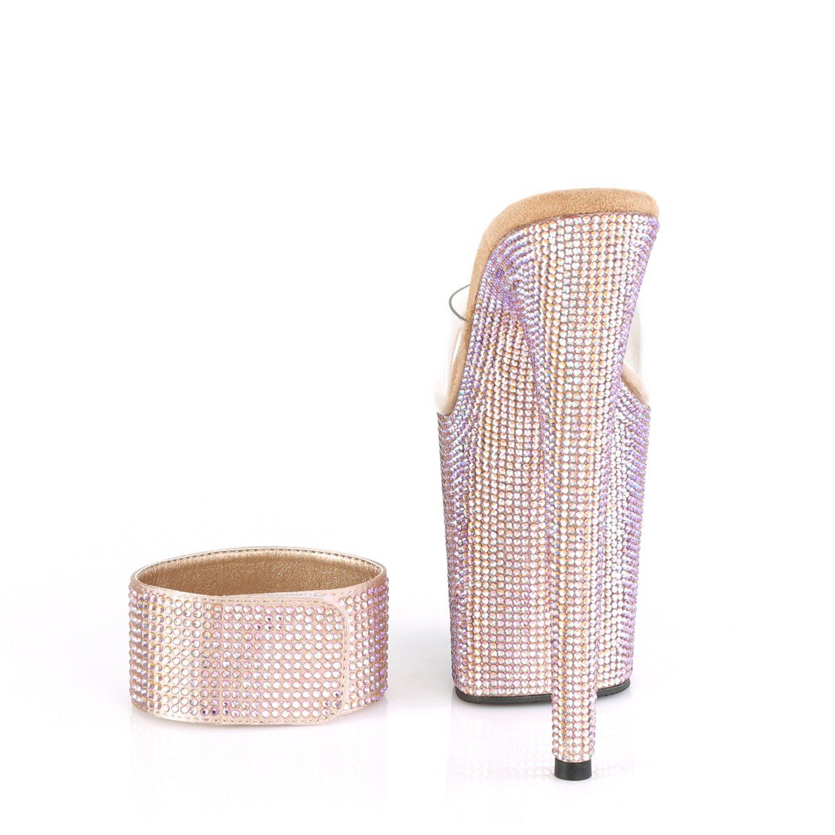 BEJEWELED-812RS Clear/Rose Gold Multi Rhinestone Platform Sandal Pleaser