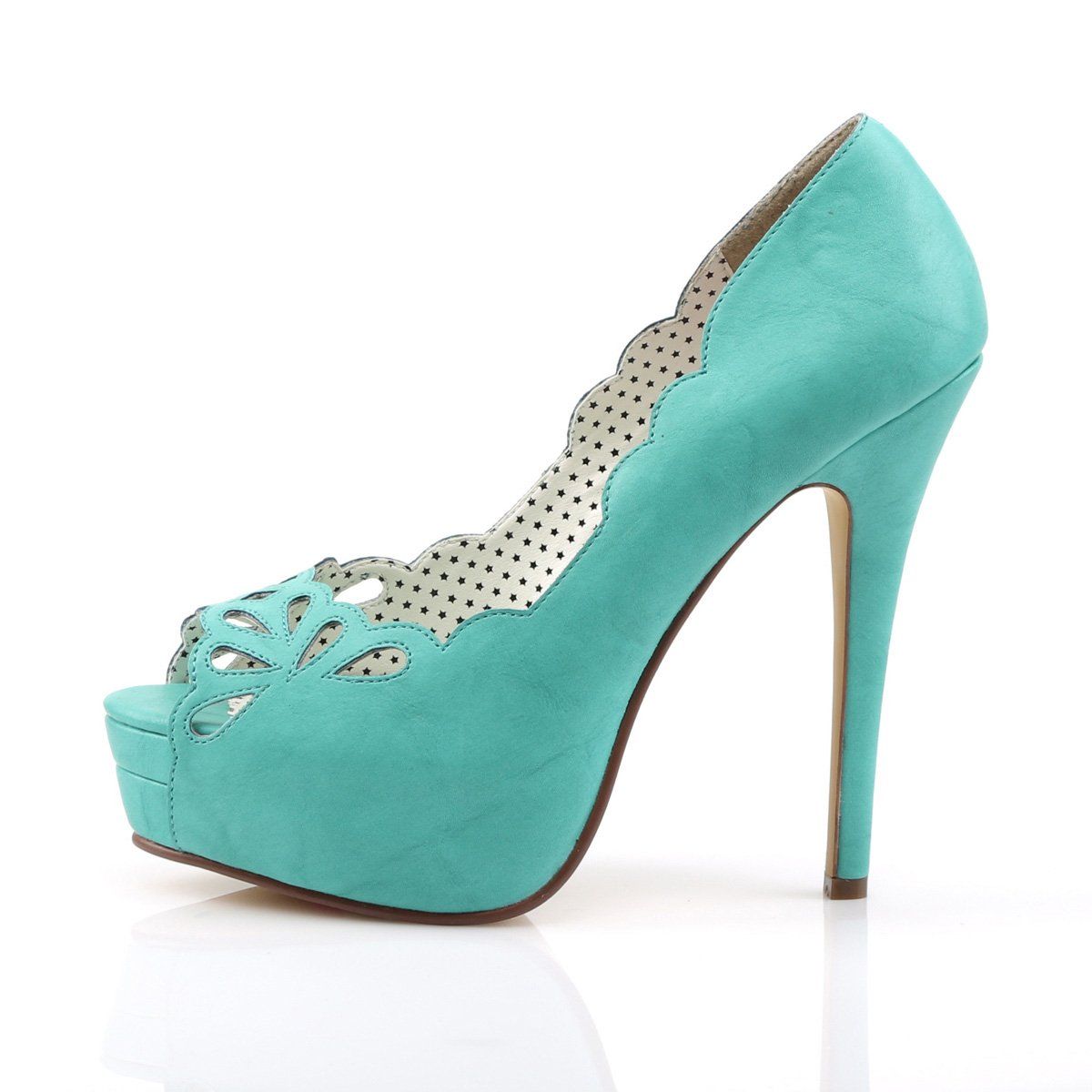 BELLA-30 Teal Faux Leather Pin Up Couture