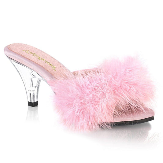 BELLE-301F Baby Pink Pu-Fur/Clear Fabulicious