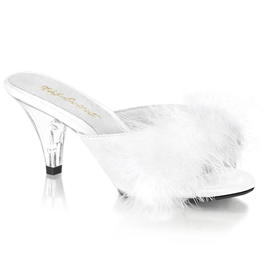 BELLE-301F White Pu-Fur/Clear Fabulicious
