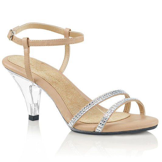 BELLE-316 Nude Faux Leather/Clear Fabulicious