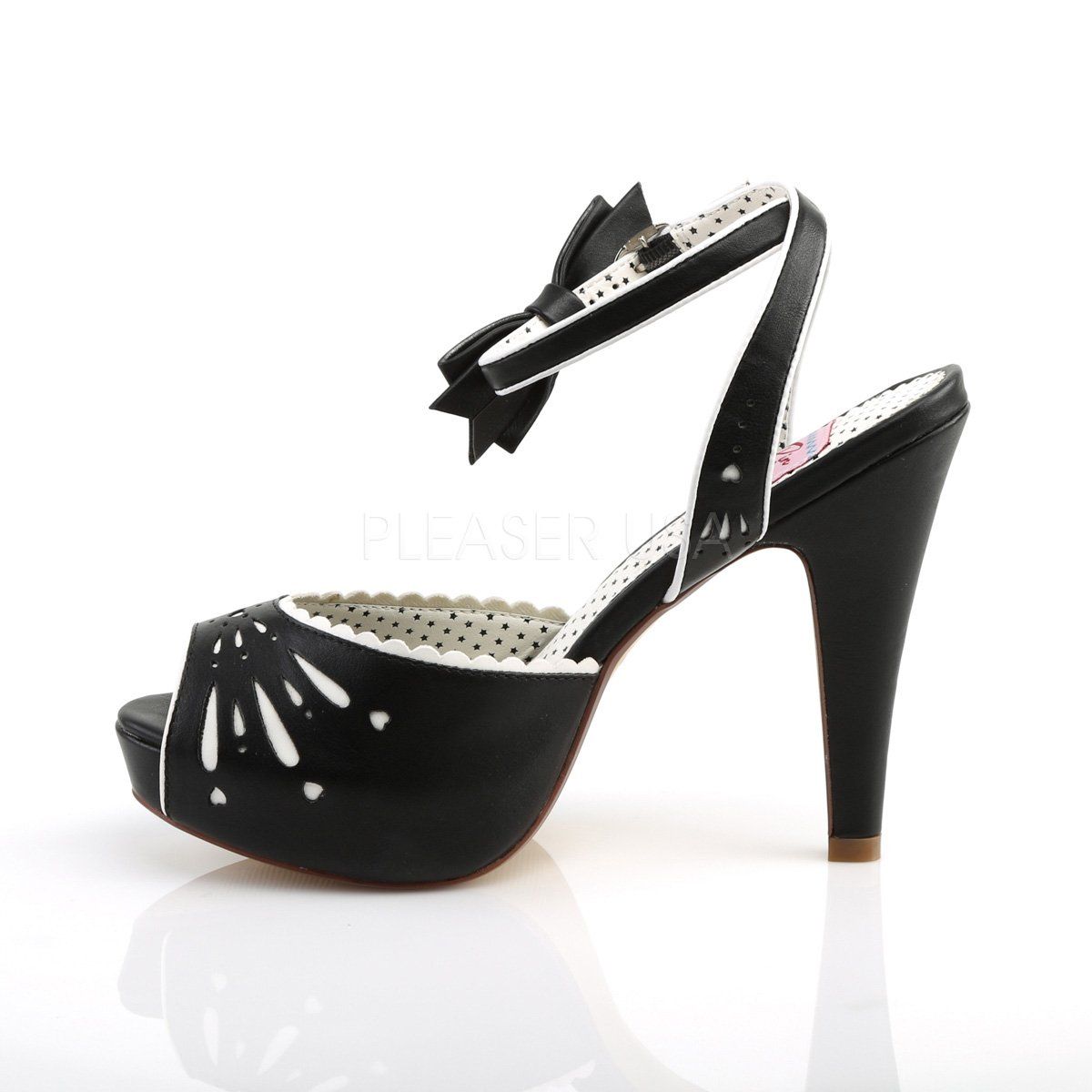 BETTIE-01 Black Faux Leather Pin Up Couture