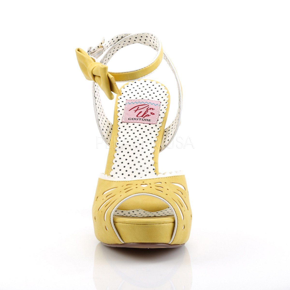 BETTIE-01 Yellow Faux Leather Pin Up Couture