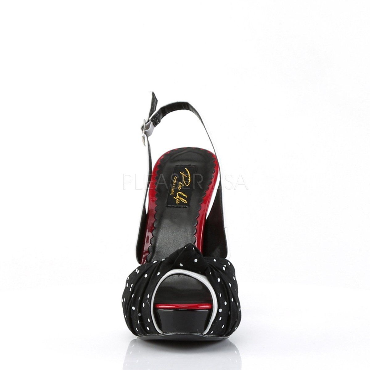 BETTIE-09 White Patent-Black Fabric Pin Up Couture