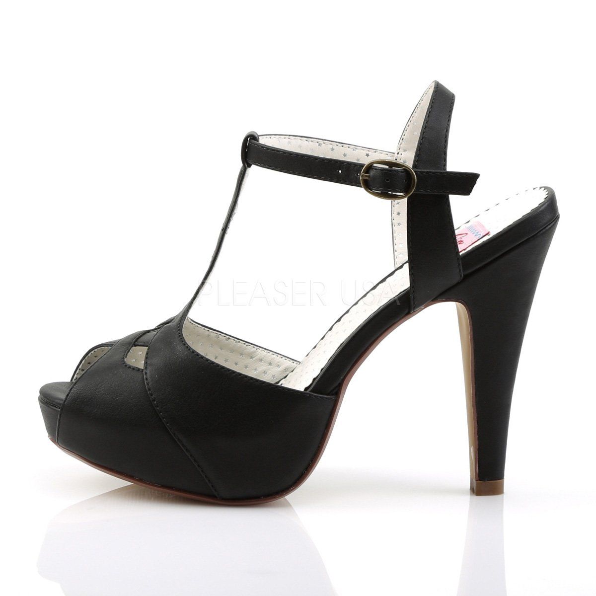 BETTIE-23 Black Faux Leather Pin Up Couture