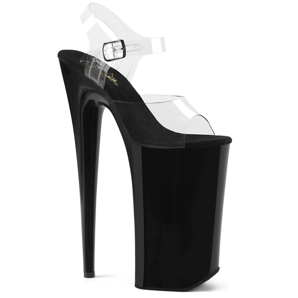 BEYOND-008 Clear/Black Platform Sandal Pleaser