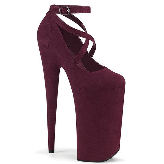 BEYOND-087FS Burgundy Faux Suede/Burgundy Faux Suede Pump Pleaser