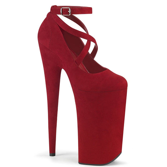 BEYOND-087FS Red Faux Suede/Red Faxu Suede Pump Pleaser