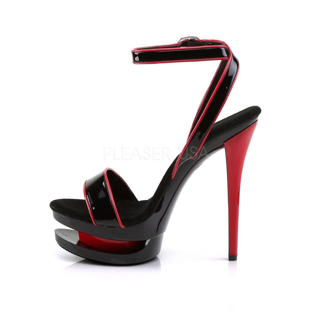 BLONDIE-631-2 Black Red Patent Platform Sandal Pleaser