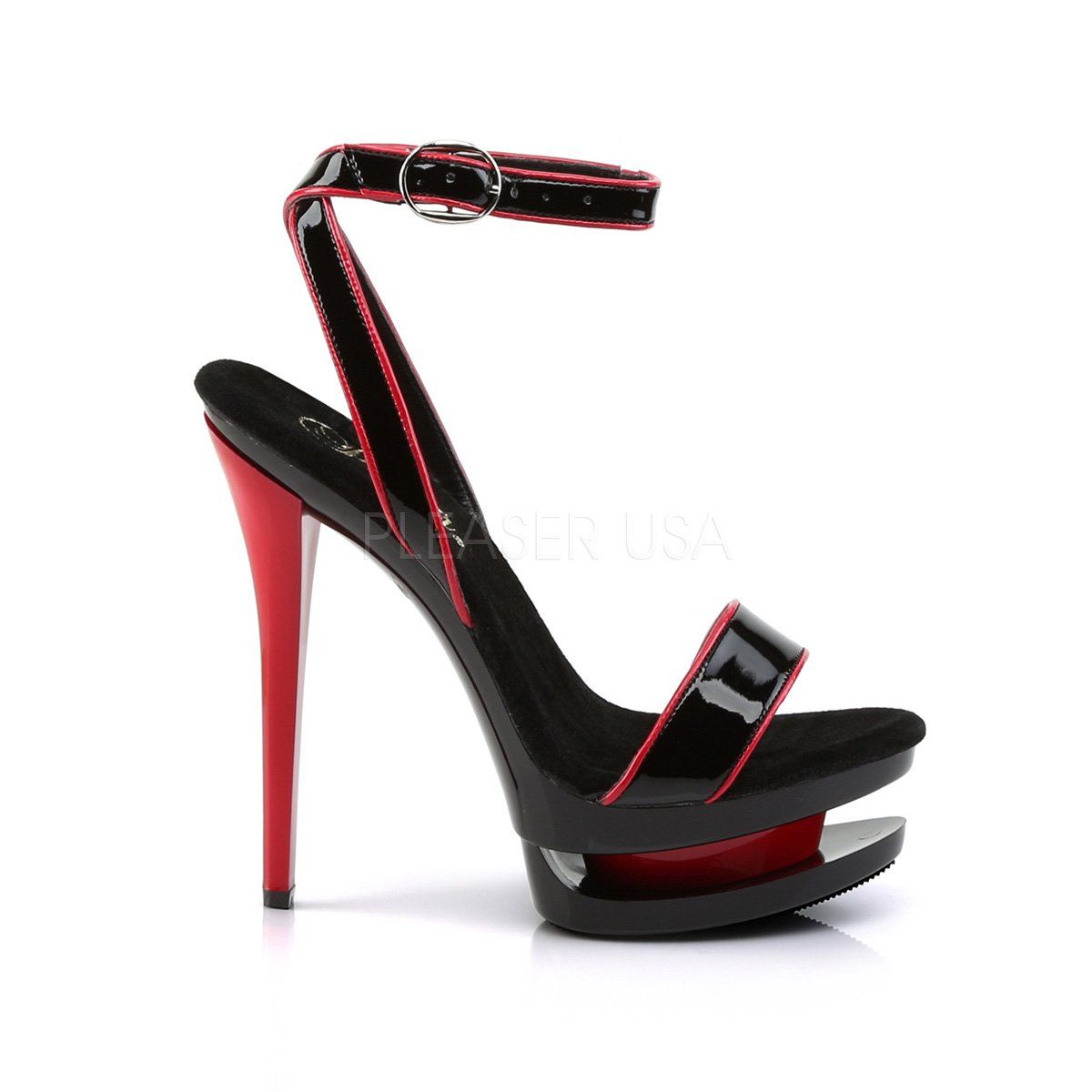 BLONDIE-631-2 Black Red Patent Platform Sandal Pleaser