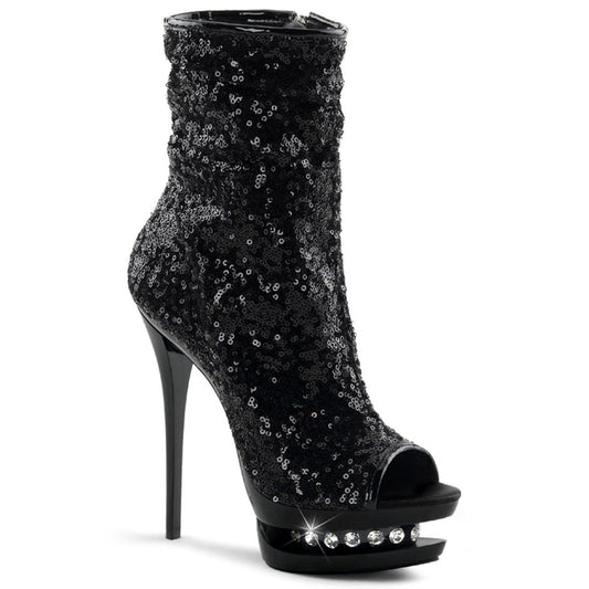 BLONDIE-R-1008 Black Sequins Ankle Boot Pleaser