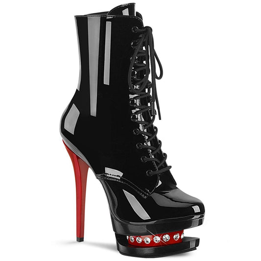 BLONDIE-R-1020 Black Patent-Red Ankle Boot Pleaser