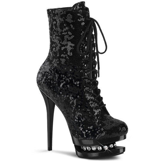 BLONDIE-R-1020 Black Sequins/Black Ankle Boot Pleaser