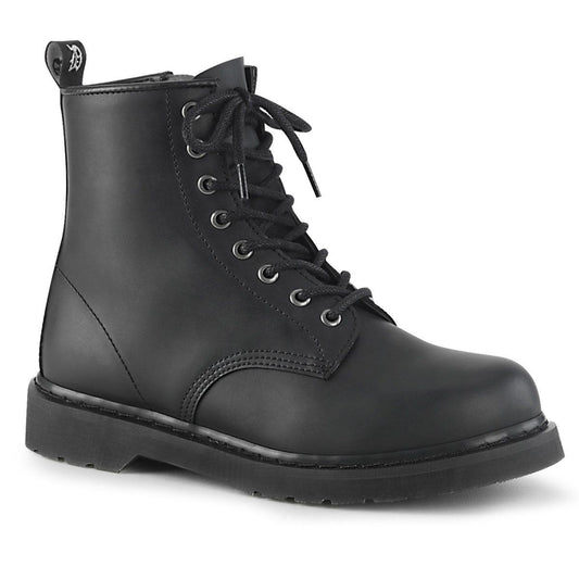 BOLT-100 Black Vegan Leather Mid-Calf Boot Demonia