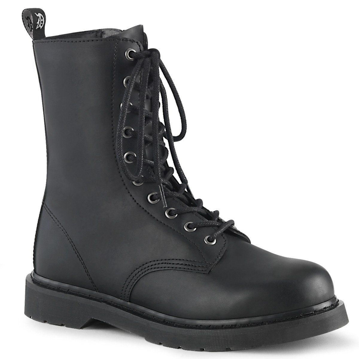 BOLT-200 Black Vegan Leather Mid-Calf Boot Demonia